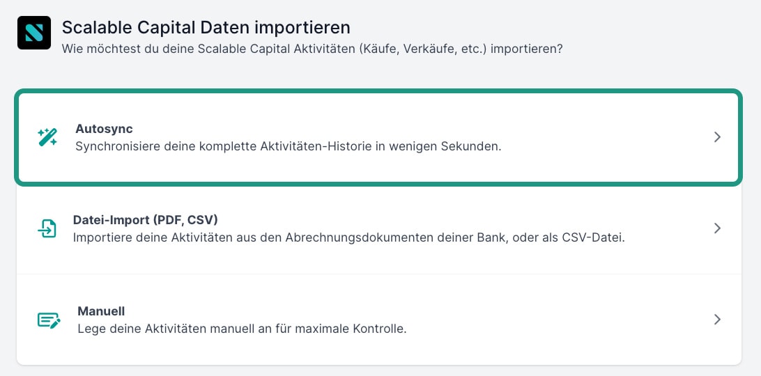 Vorschau Autosync im Web