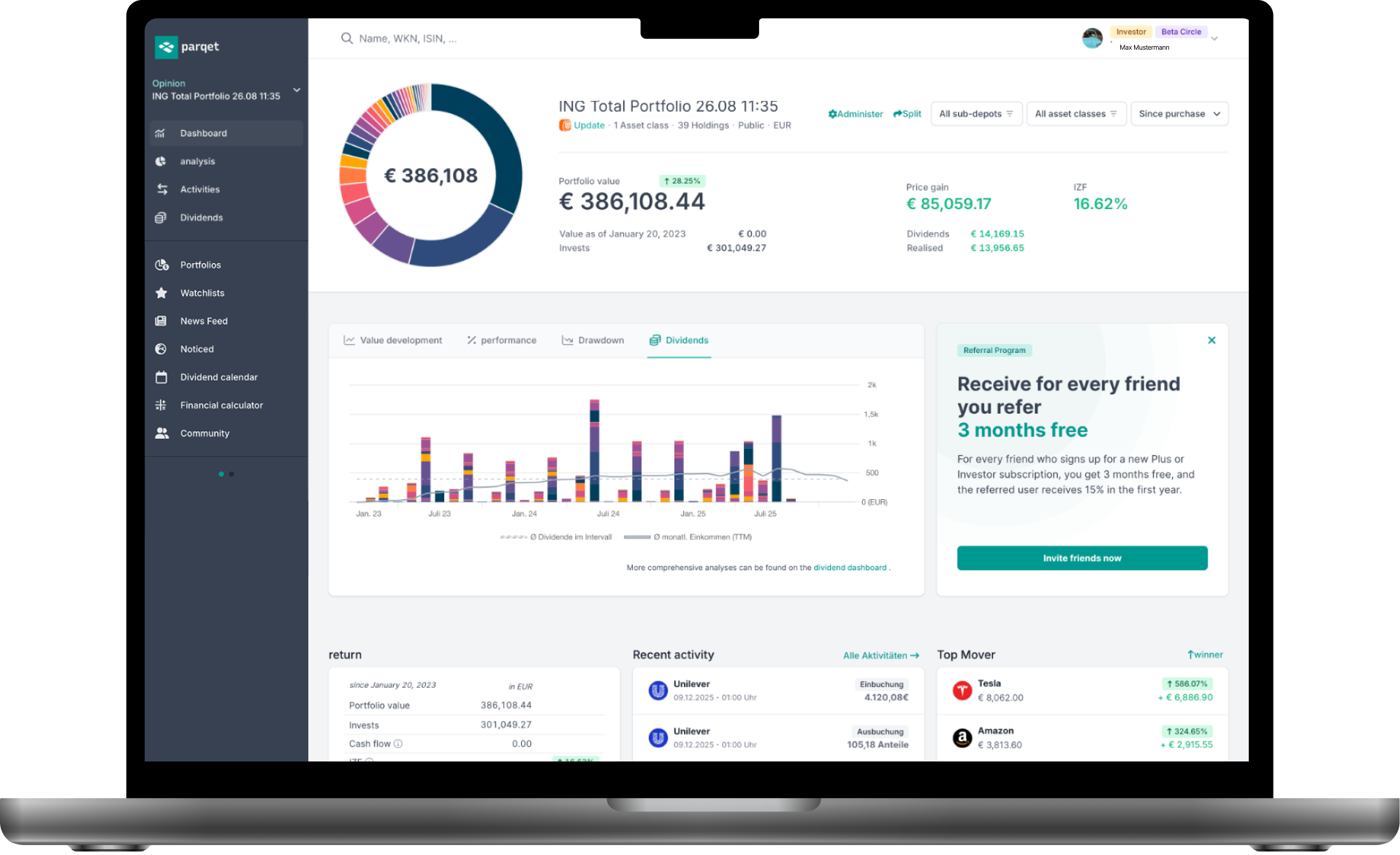 Parqet Portfolio Dashboard